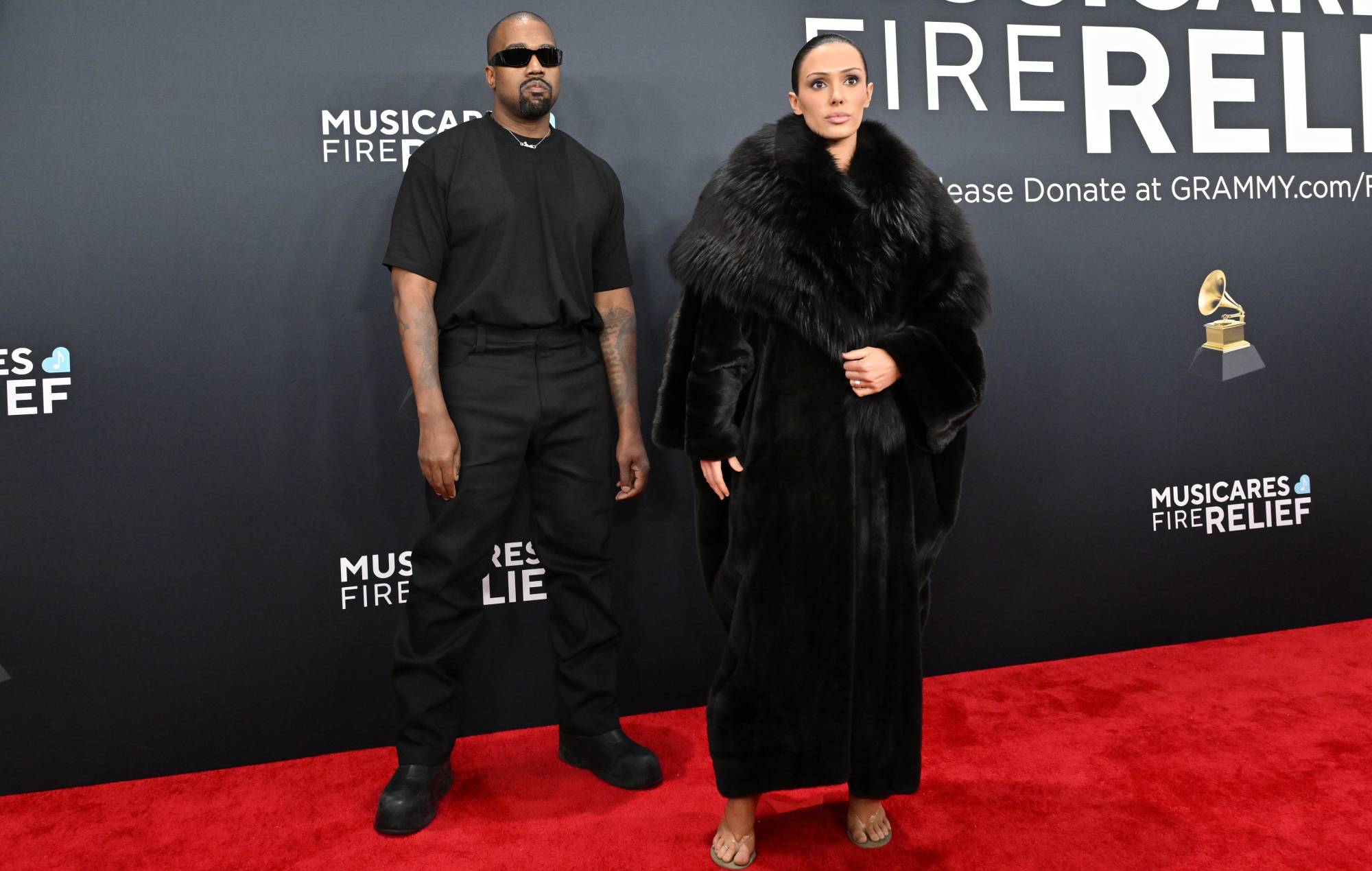 Kanye West og Bianca Censori deltager i de 67. Grammy Awards i Crypto.com Arena den 2. februar 2025 i Los Angeles, Californien. (Foto af Axelle/Bauer-Griffin/Filmmagic)