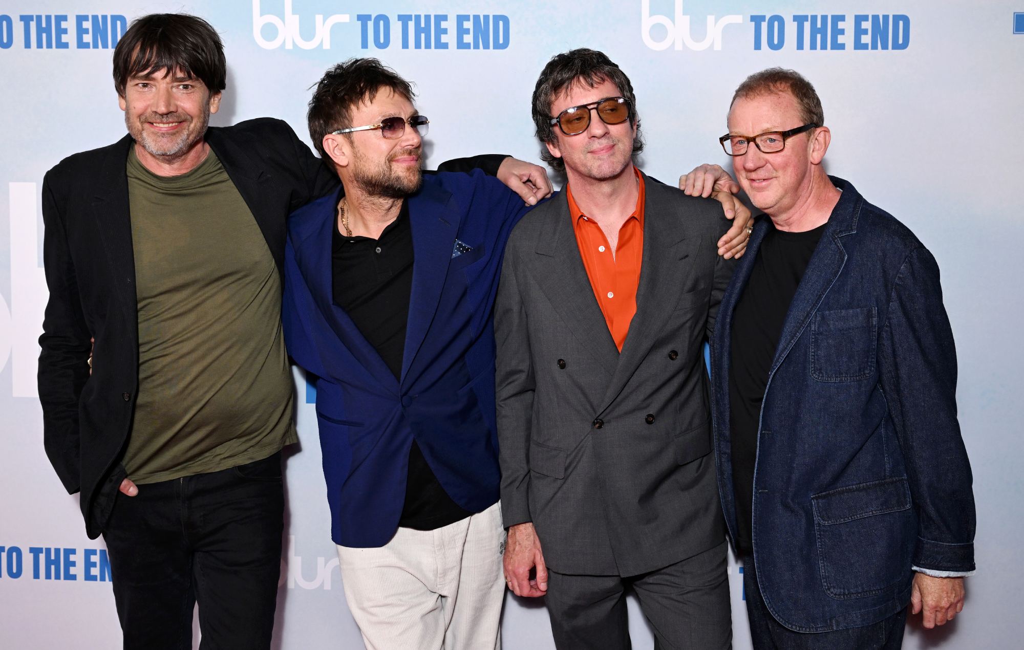 Alex James, Damon Albarn, Graham Coxon og Dave Rowntree fra Blur deltager i 'Blur: To The End' premiere i London i 2024 KREDIT: Jeff Spicer/Getty Images