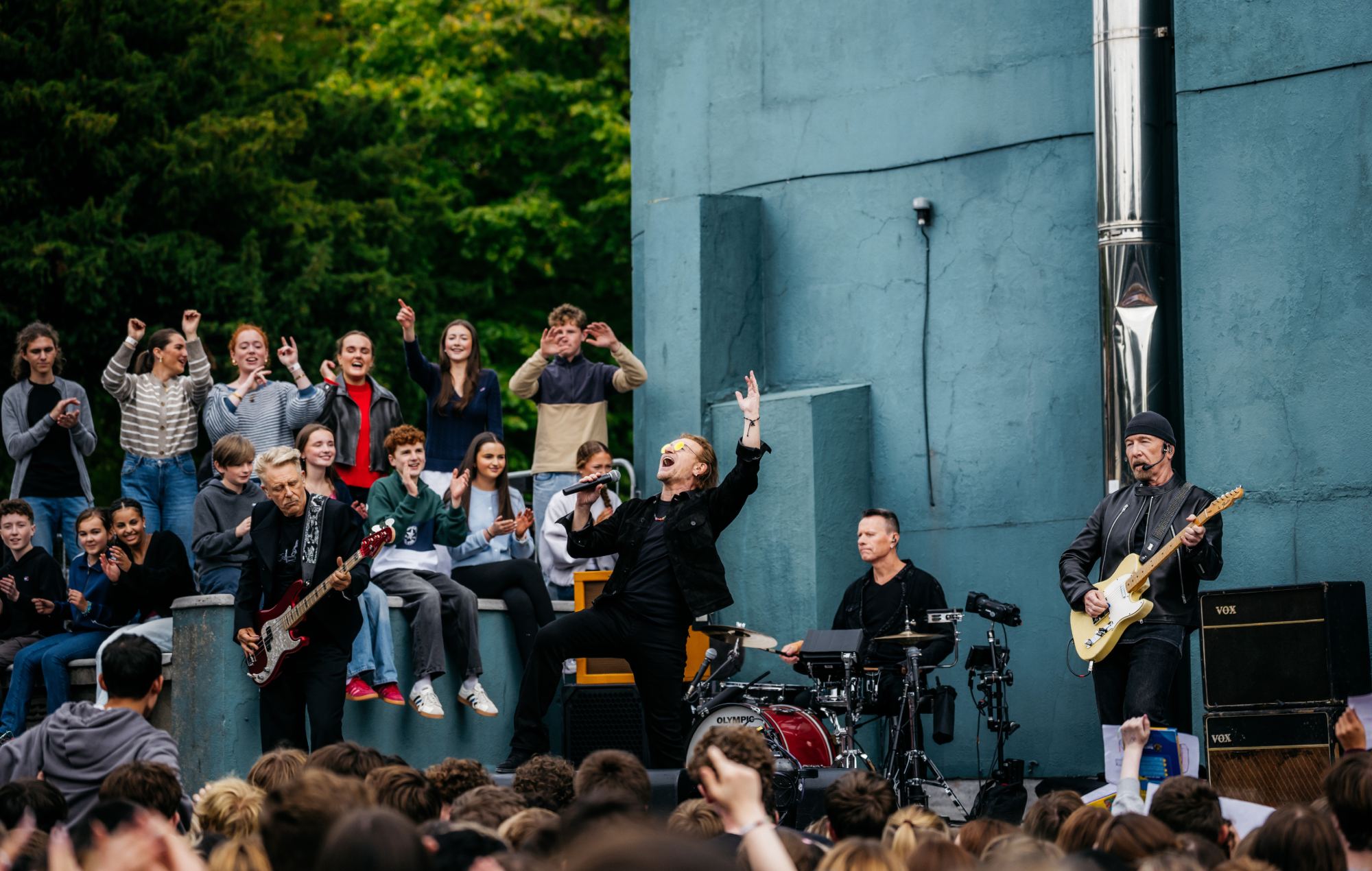 U2 live på Mount Temple i Dublin, 2026. Kredit: Rich Fury