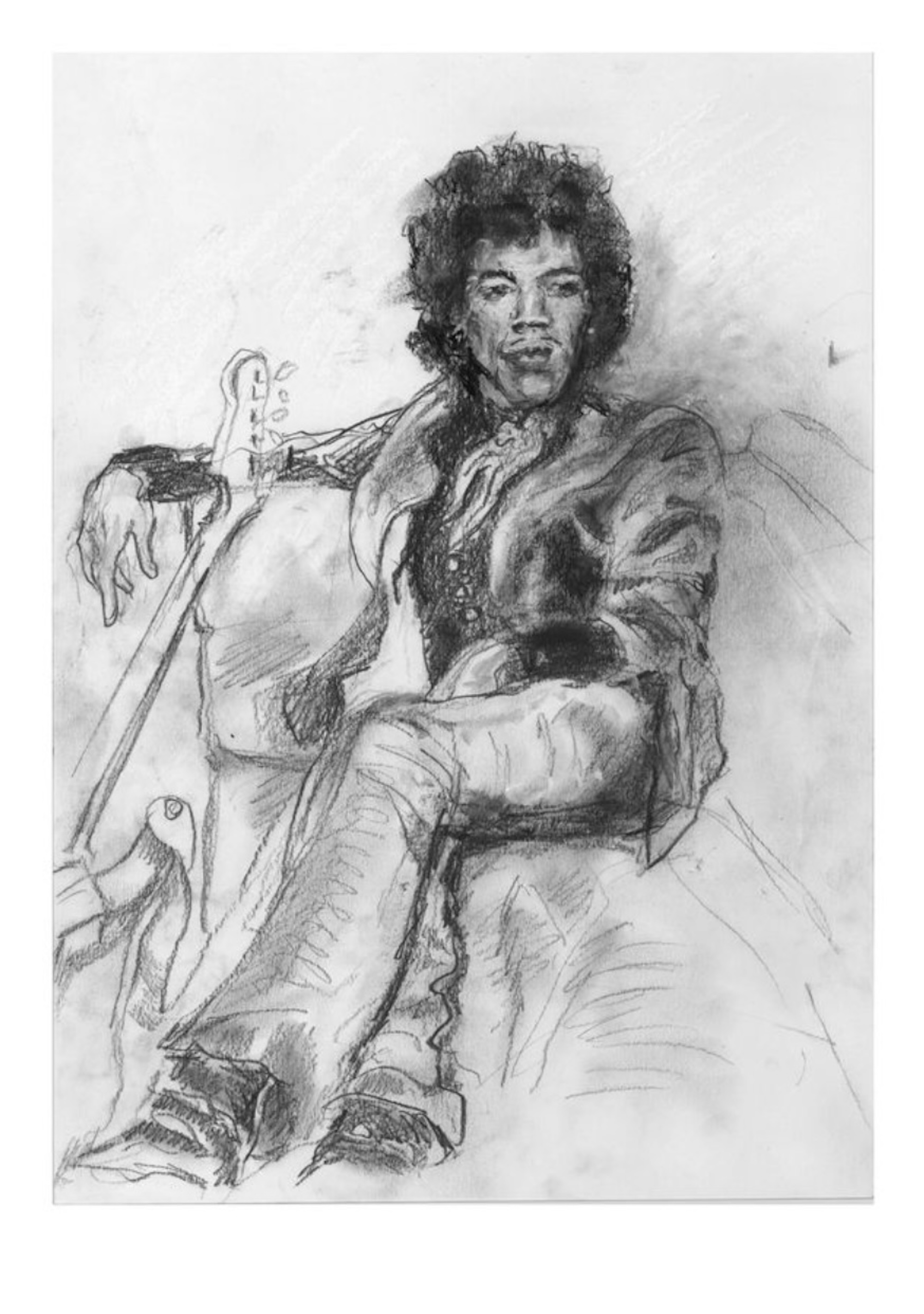 Ronnie Wood-maleri af Jimi Hendrix til 2026-udstillingen. KREDIT: Tryk